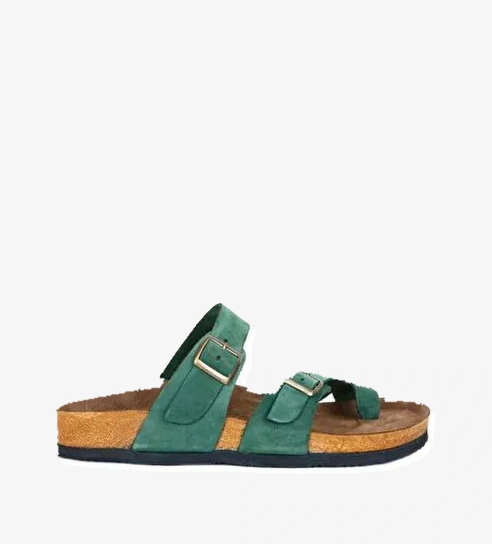 Bueno Shoes Yeşil Nubuk Deri Erkek Parmak Arası Terlik 05mt102 - Görsel 1