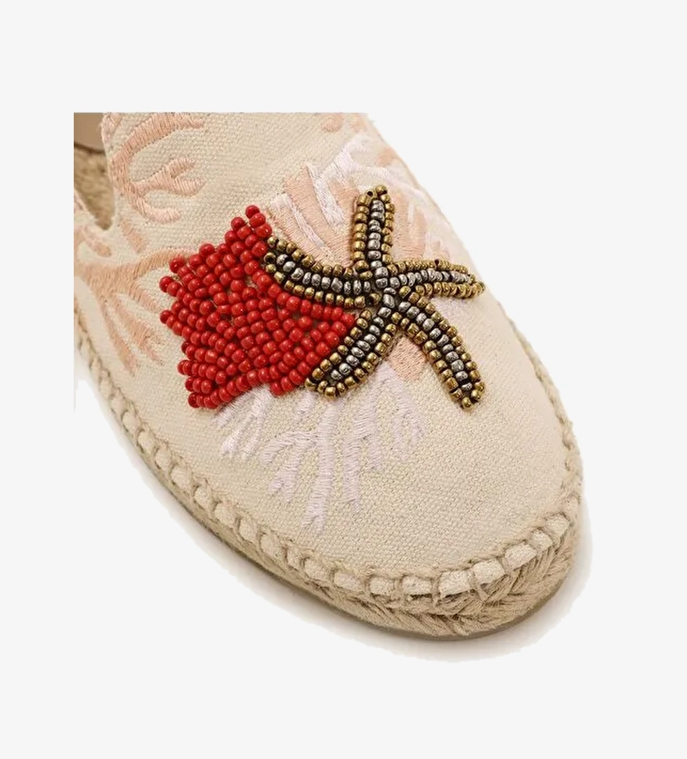 Işleme Detaylı Düz Taban Espadril - Görsel 1