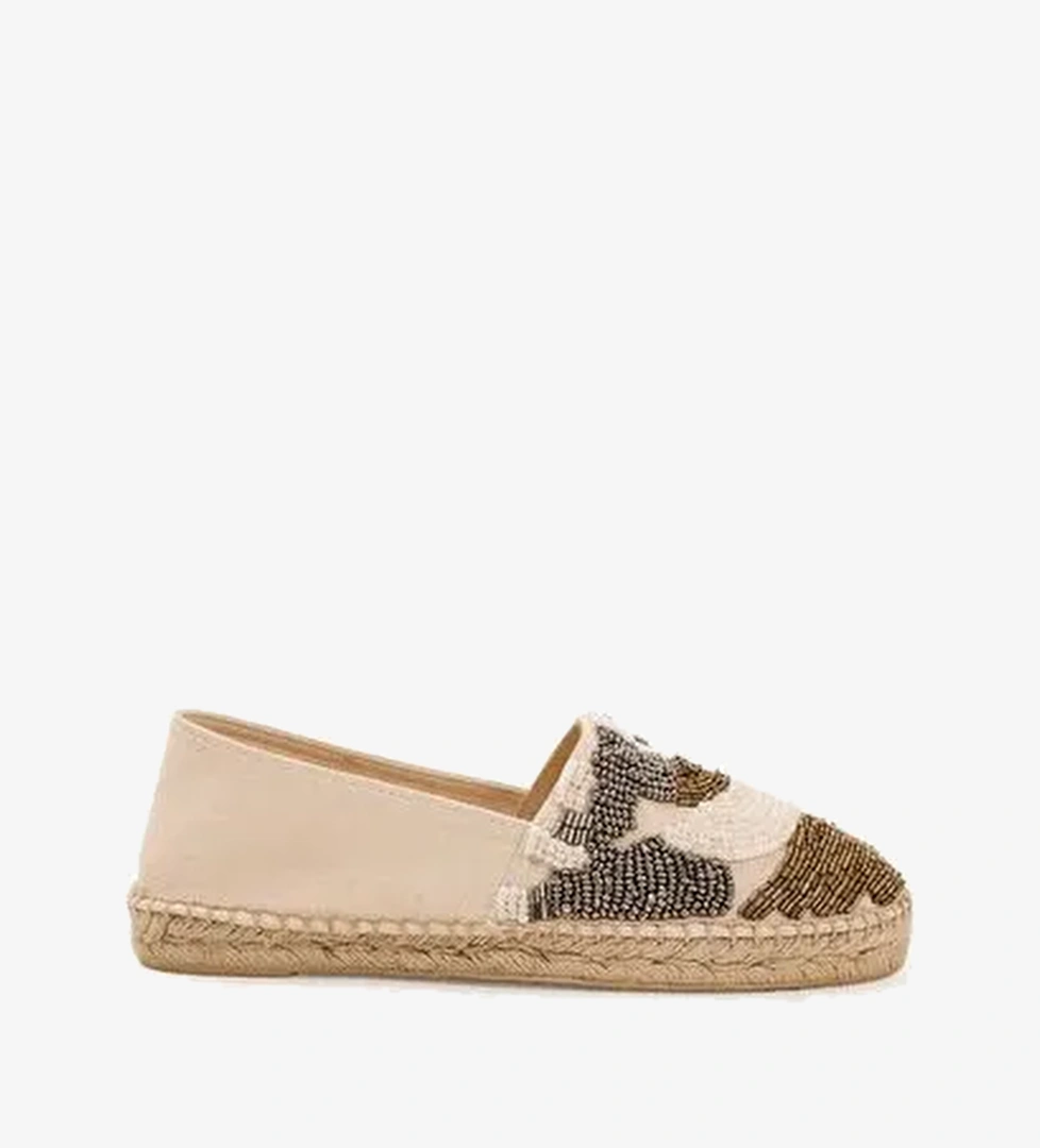 İki Renkli Boncuk İşlemeli Espadril - Görsel 1