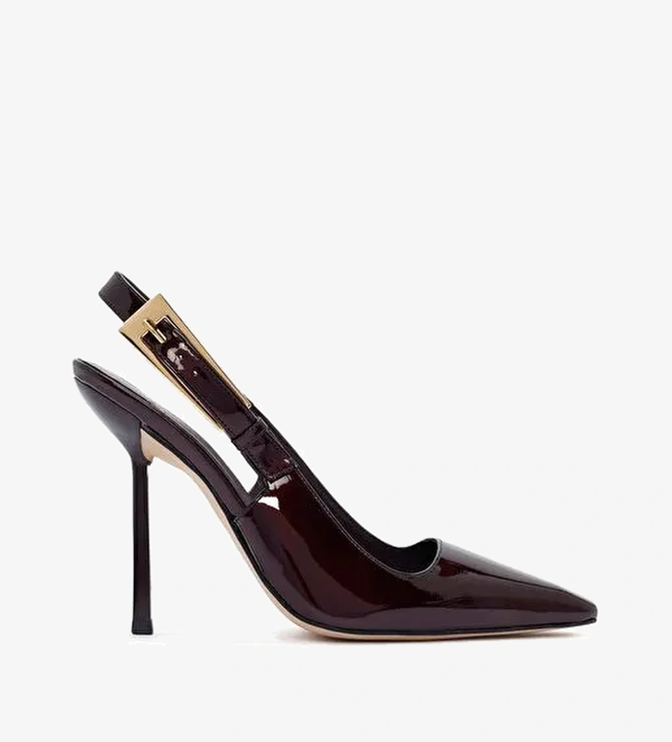 Kadın Bordo Arkası Açık Yüksek İnce Topuklu Rugan Deri Ayakkabı 25AFD120316 - Görsel 1