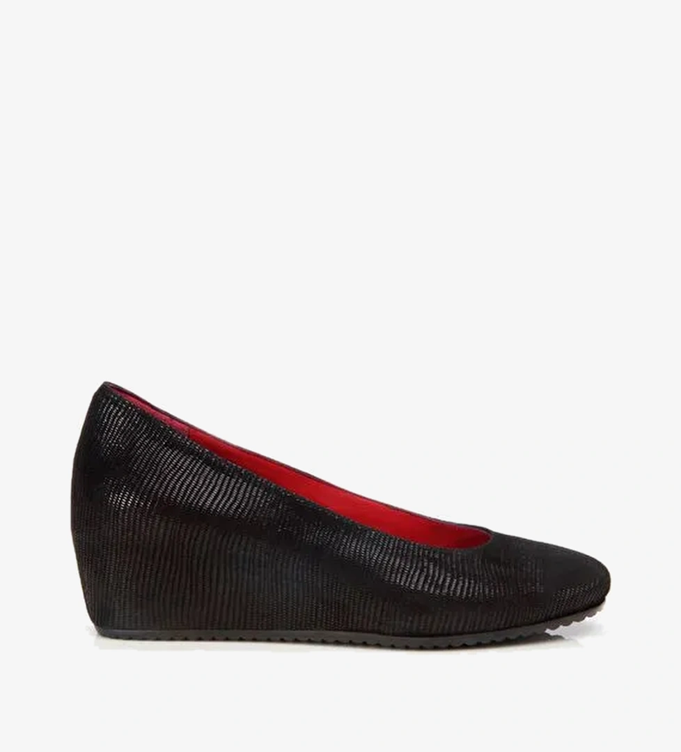 Kadın Deri Siyah Esnek Dolgu Topuklu Ayakkabı - Görsel 1