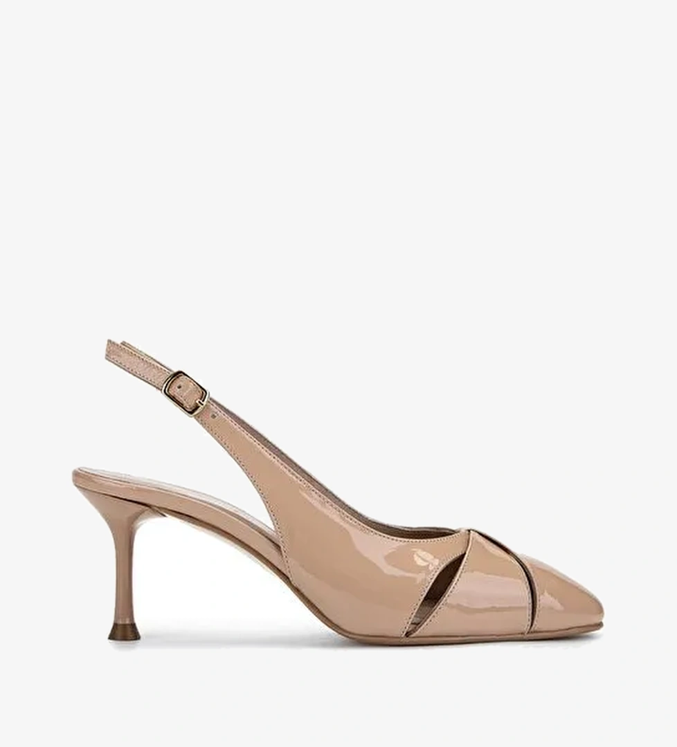 Tamer Tanca Kadın Hakiki Deri Bej Topuklu Ayakkabı - Görsel 1