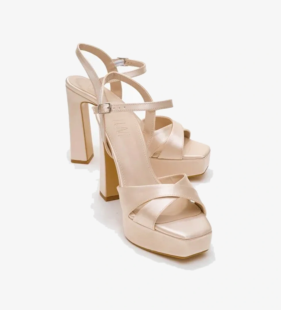 Luvi Shoes Luvi Shoes Belirsiz YULİA Bej Saten Çapraz Bantlı Kadın Platform Topuklu Ayakkabı Abiye Ayakkabı | Boyner Belirsiz - 1. görsel