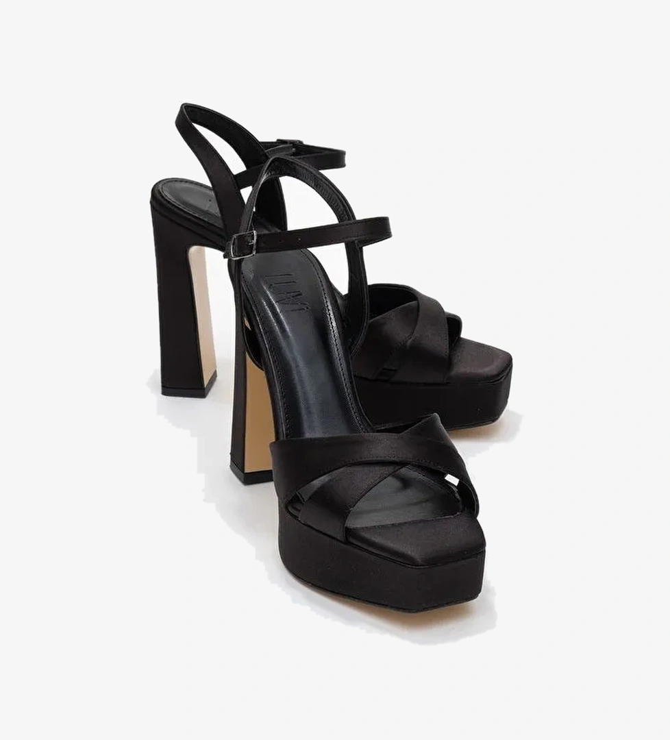 Luvi Shoes Luvi Shoes Belirsiz YULİA Siyah Saten Çapraz Bantlı Kadın Platform Topuklu Ayakkabı Abiye Ayakkabı | Boyner Belirsiz - 1. görsel