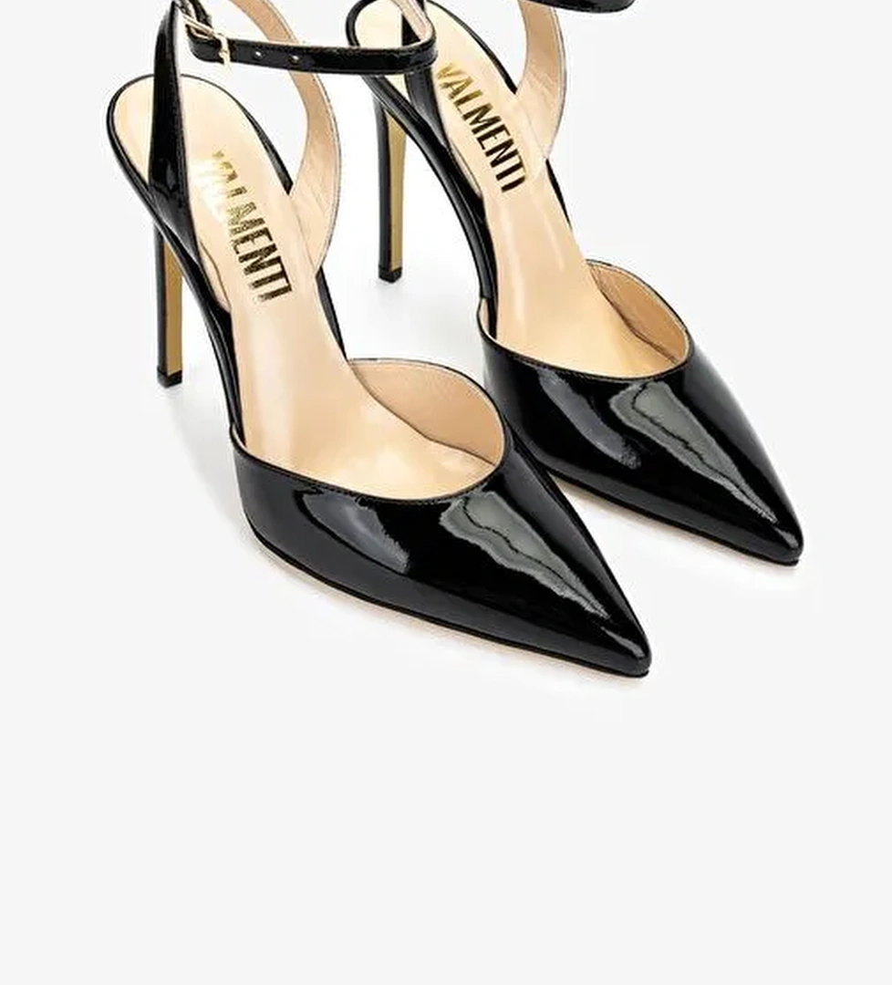 Valmenti Kadın Hakiki Deri Siyah Rugan Topuklu Ayakkabı - Görsel 1