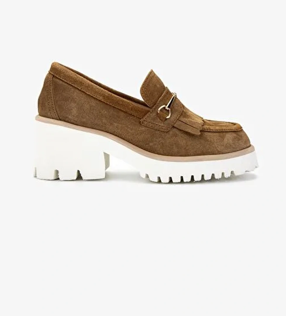 Valmenti Kadın Hakiki Deri Taba Süet Topuklu Ayakkabı - Görsel 1