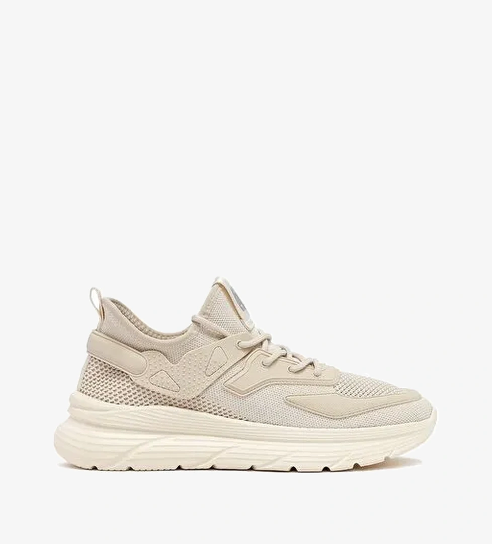 Derimod Zero Erkek Bej Bağcıklı Kalın Tabanlı Kumaş Sneaker 25SFD69426F - Görsel 1