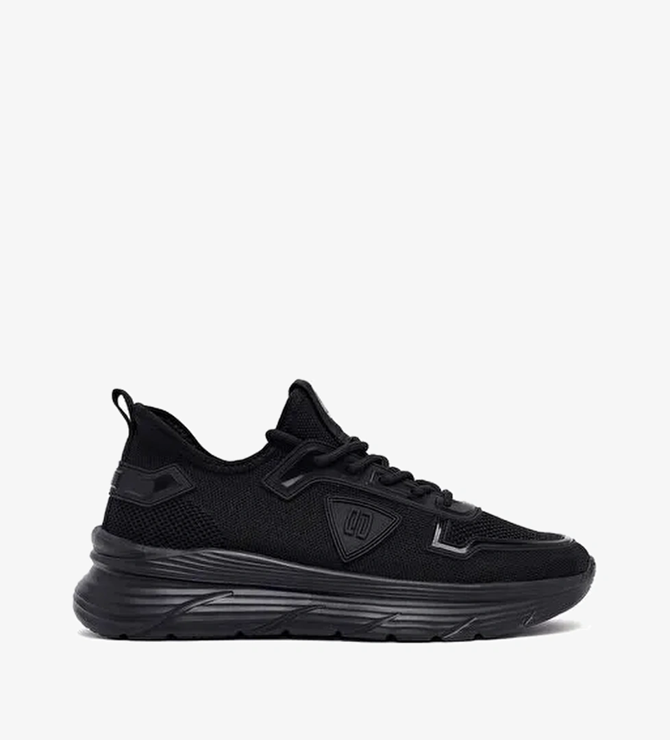 Derimod Zero Erkek Siyah Bağcıklı Kalın Tabanlı Kumaş Sneaker 25SFD69696F - Görsel 1