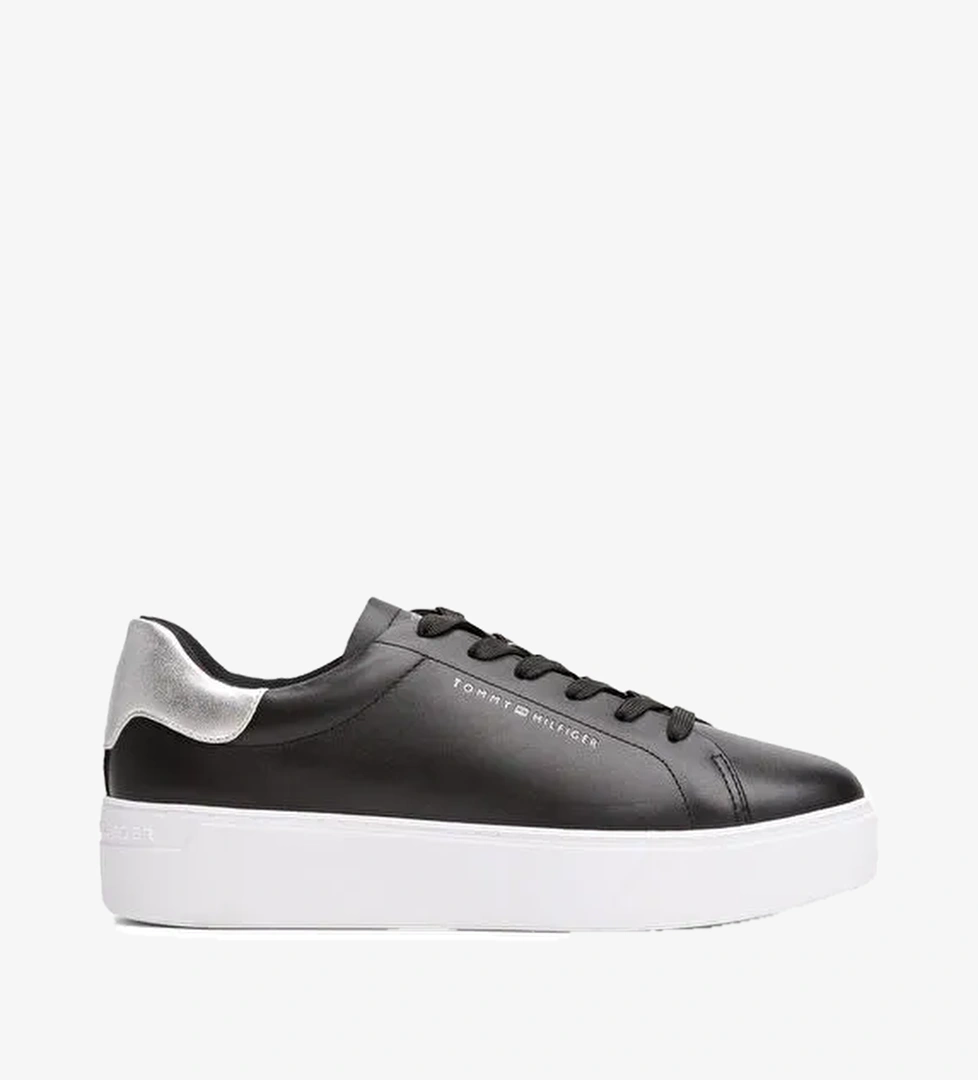 Tommy Hilfiger Siyah Kadın Deri Sneaker FW0FW08756 - Görsel 1