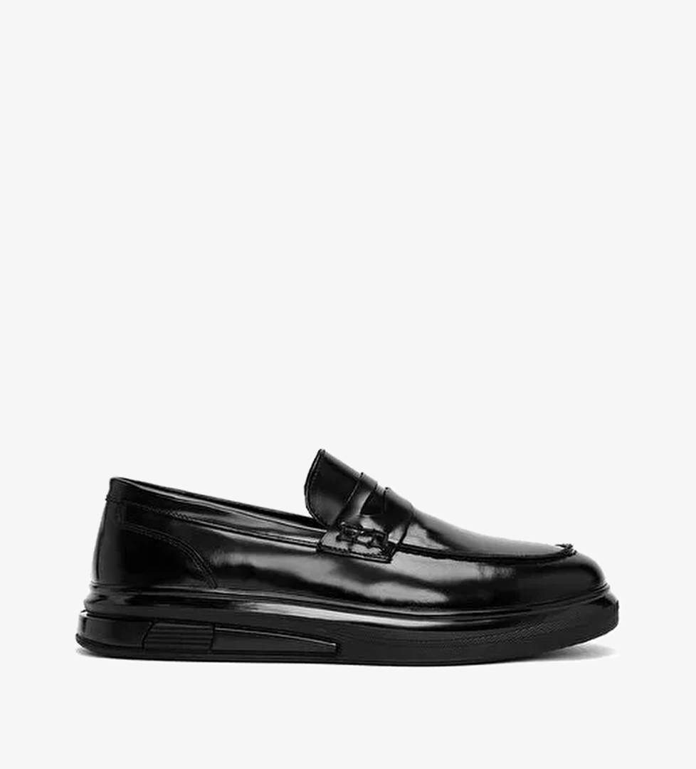 Erkek Siyah Deri Casual Loafer 25WFD661522 - Görsel 1