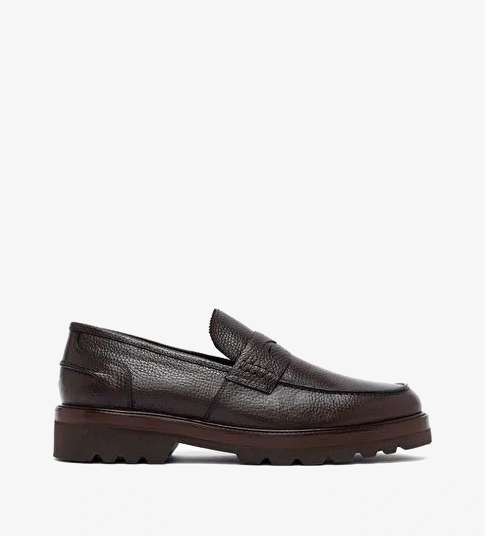 Erkek Kahverengi Deri Casual Loafer 25WFD7049FT - Görsel 1