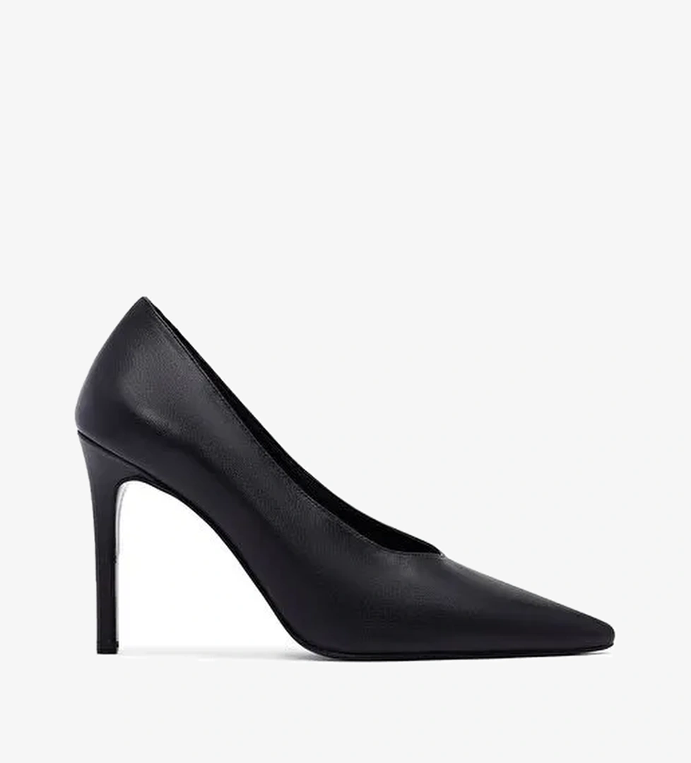 Kadın Siyah İnce Topuklu Deri Stiletto 25AFD162218 - Görsel 1