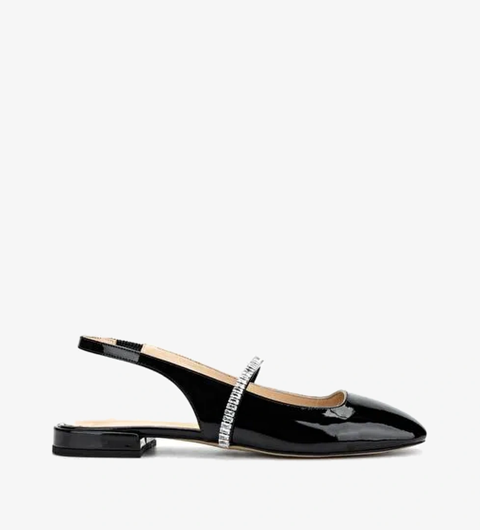 Valmenti Kadın Hakiki Deri Siyah Rugan Casual Ayakkabı - Görsel 1