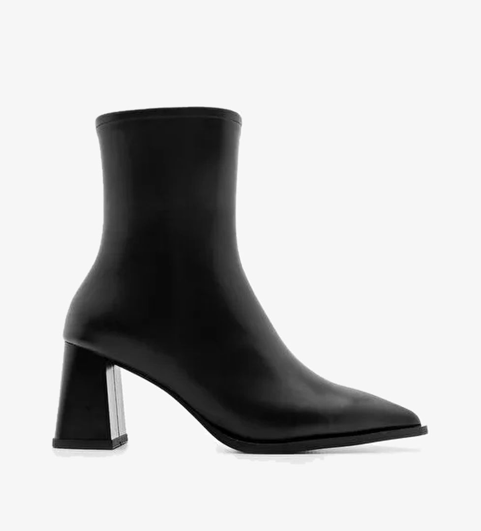 Kadın Kalın Topuklu Sivri Burun Bot Simva Siyah - Görsel 1