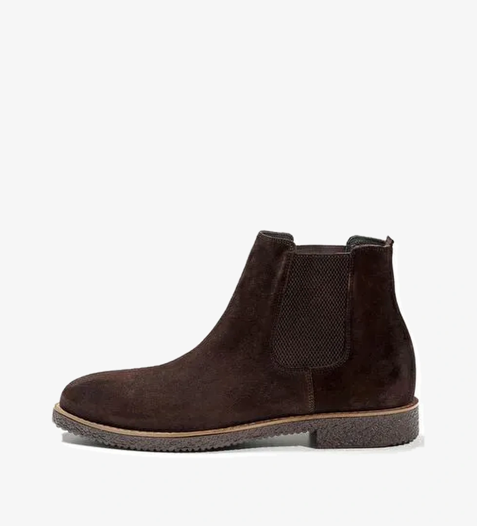Koyu Kahverengi Erkek Süet Düz Bot - 94387 - Görsel 1