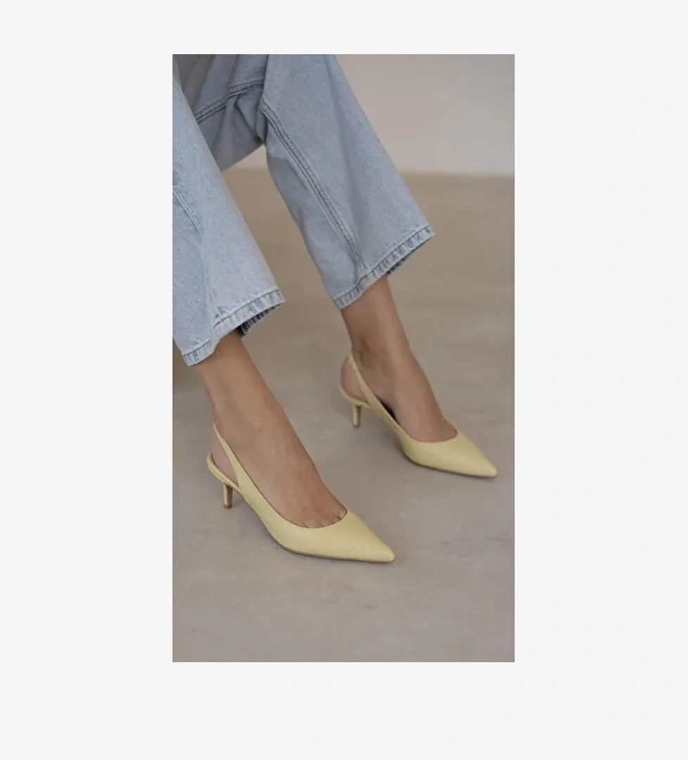 Lisa Sarı Hakiki Deri Topuklu Ayakkabı - Görsel 1