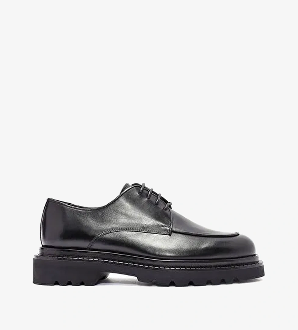 Erkek Siyah Bağcıklı Deri Casual Ayakkabı 25WFD602518 - Görsel 1