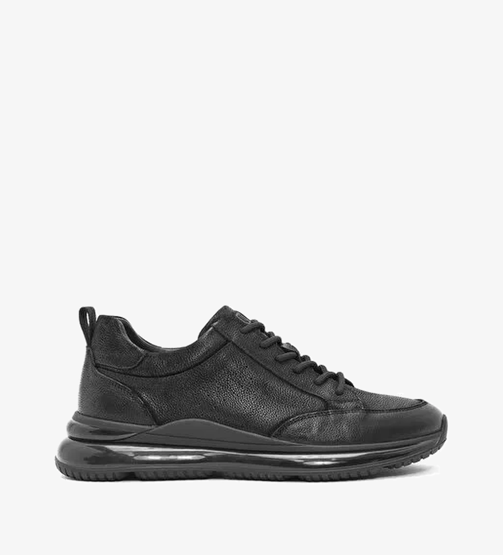 Erkek Siyah Bağcıklı Nubuk Deri Sneaker 25WFD6923V3 - Görsel 1