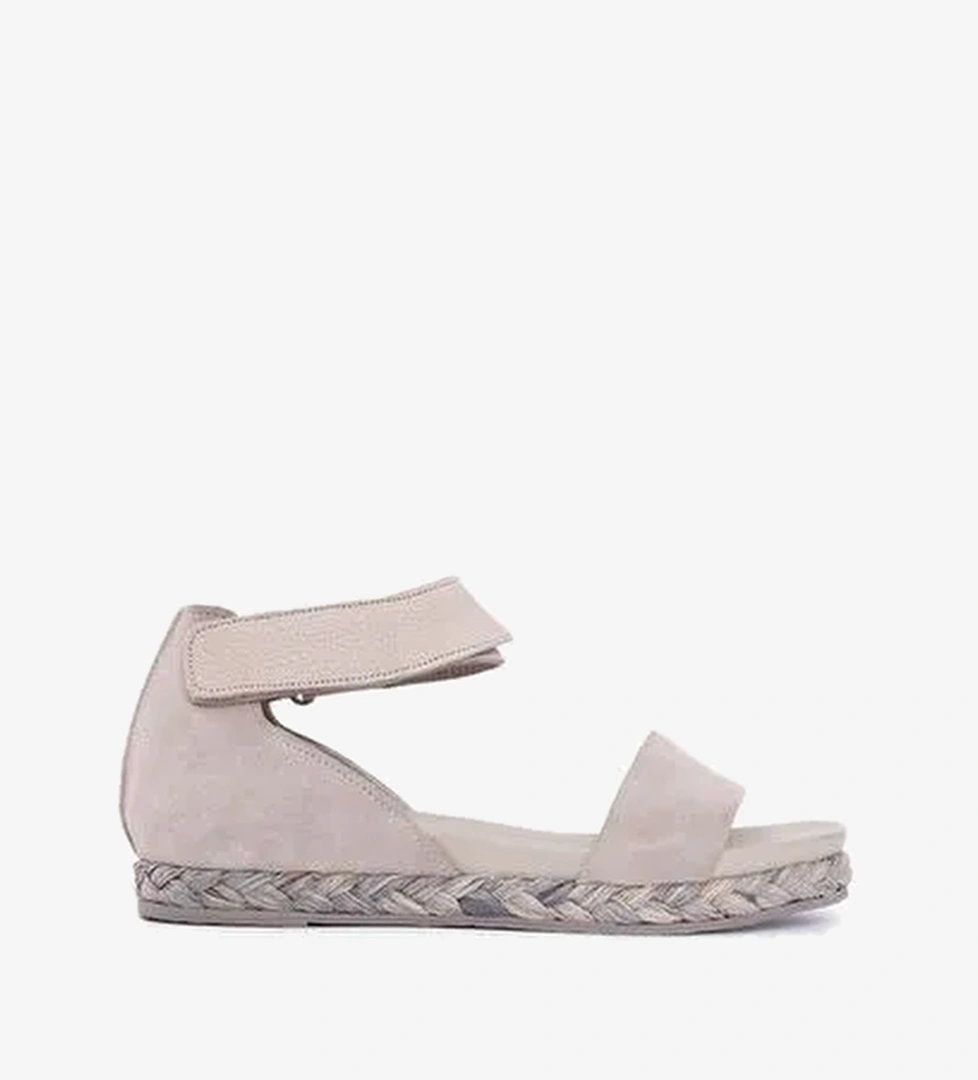 Tek Bantlı Deri Espadril Sandalet - Görsel 1