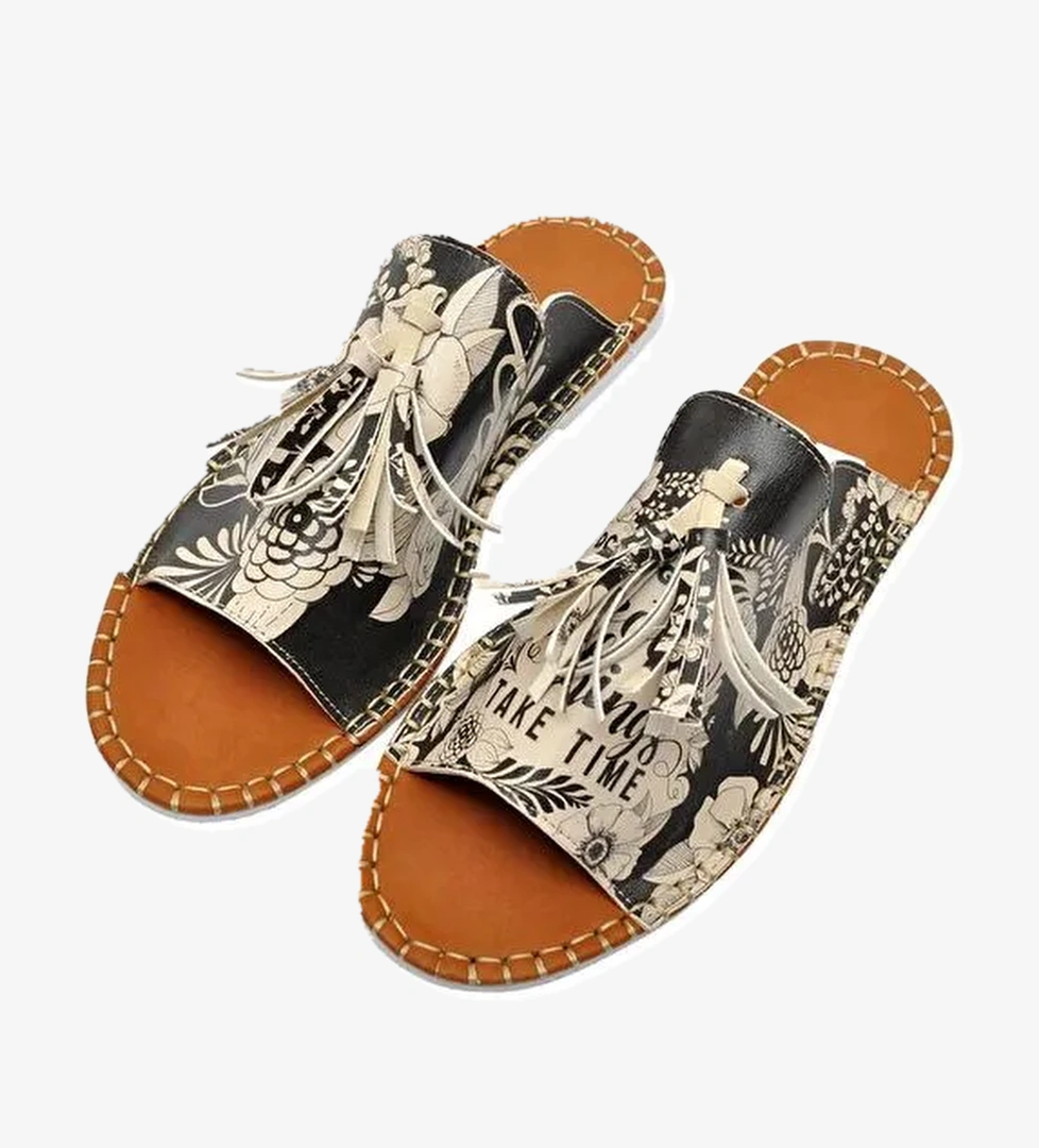 Kadın Vegan Deri Siyah Renkli Terlik - DonT Give Up Tasarım - Görsel 1