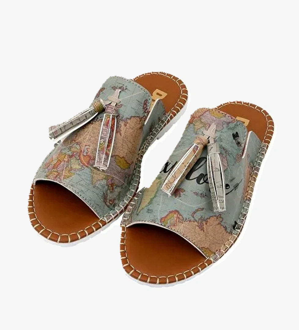 Kadın Vegan Deri Çok Renkli Terlik - Explore Tasarım - Görsel 1