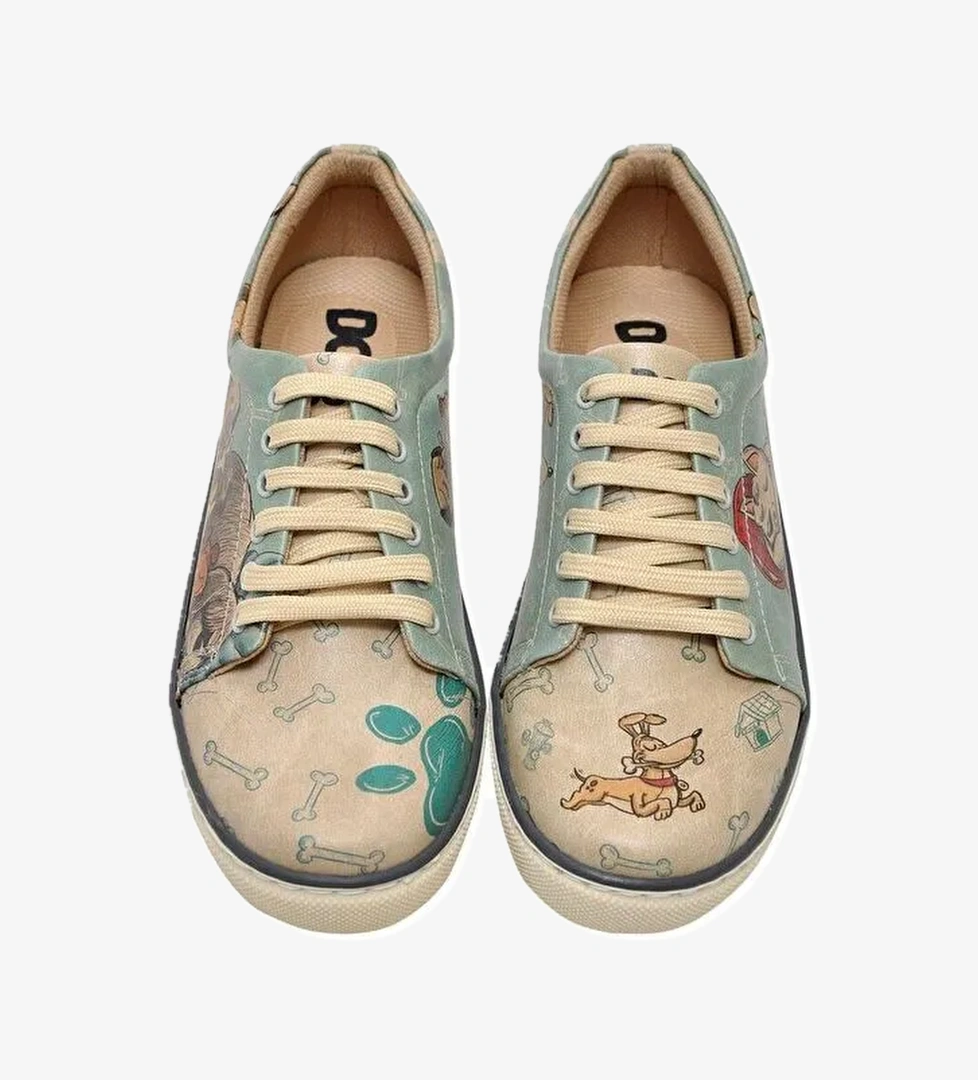 Erkek Vegan Deri Bej Sneakers - Lion King Tasarım - Görsel 1