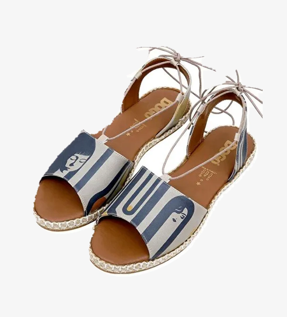 Kadın Vegan Deri Çok Renkli Bağcıklı Sandalet - Love Long Hair Tasarım - Görsel 1