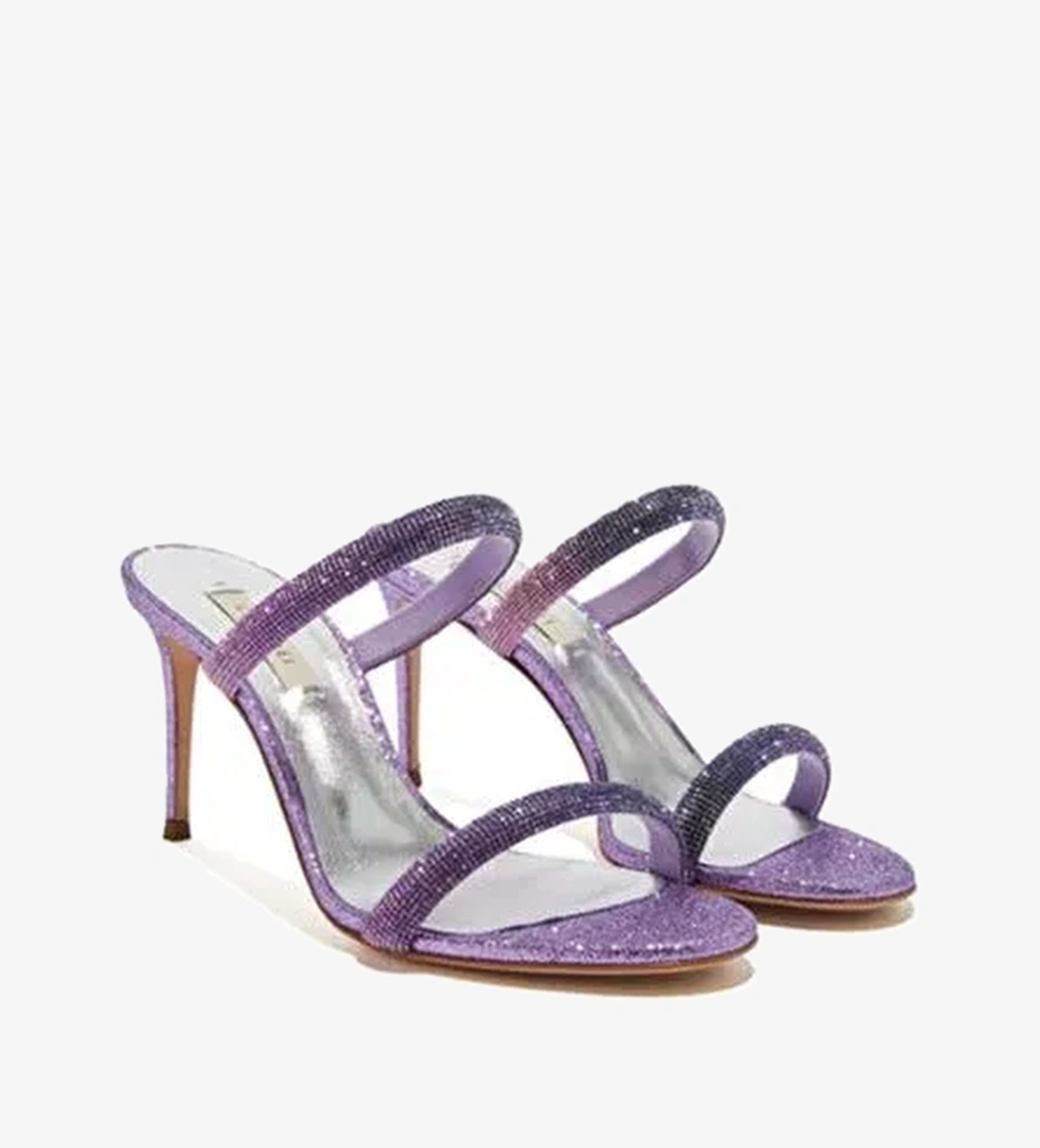 Taşlı Degrade Bant Topuklu Terlik - Görsel 1