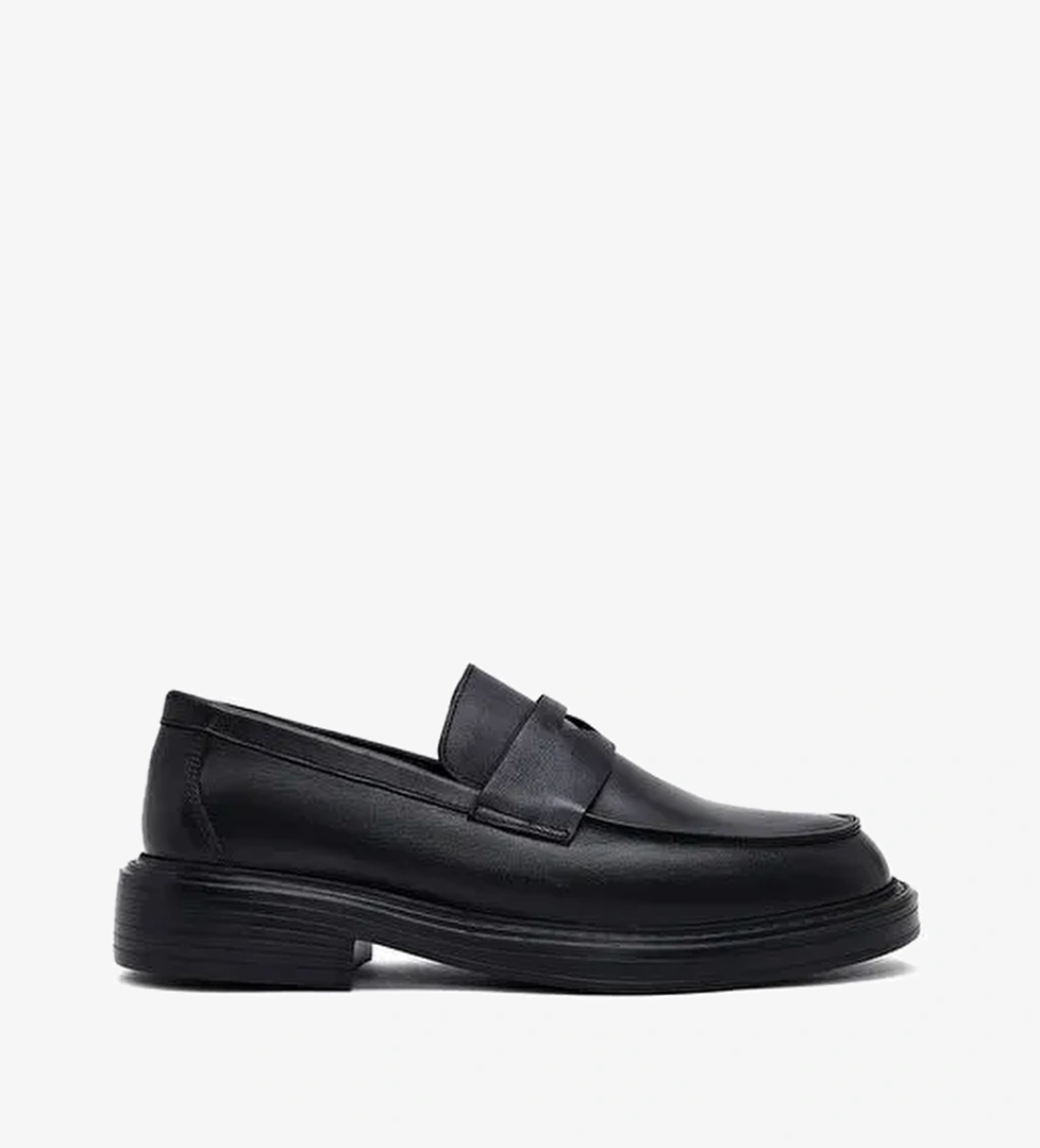 Erkek Siyah Deri Casual Loafer 25WFD685918 - Görsel 1