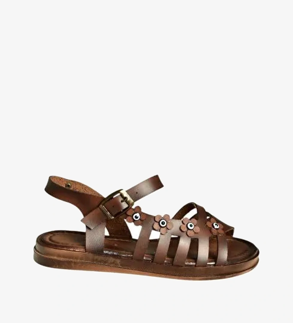 U390903103 Kahverengi Hakiki Deri Kadın Sandalet - Görsel 1