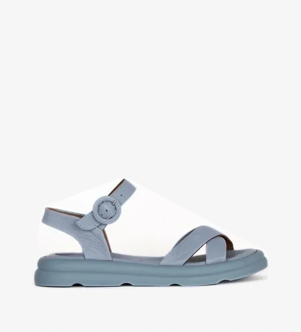 Bueno Shoes Mavi Deri Kadın Sandalet 01wy9409 - Görsel 1