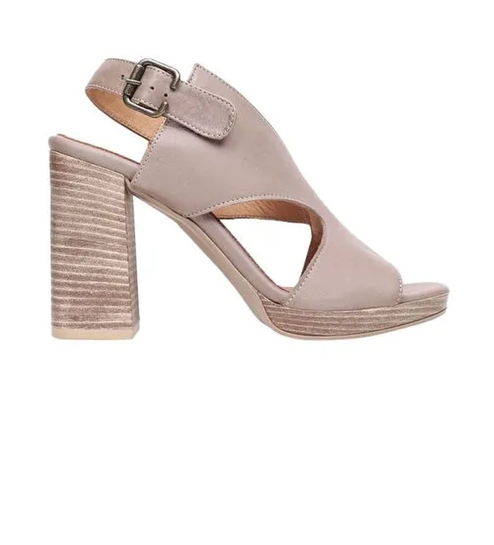 Bueno Shoes Gri Deri Kadın Topuklu Sandalet 01wn6403 - Görsel 1