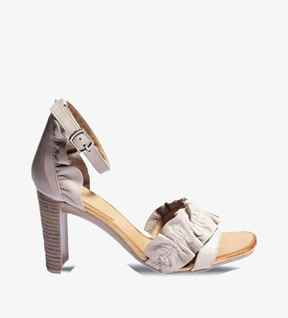 Bueno Shoes Gri Deri Kadın Topuklu Sandalet 01wn4114