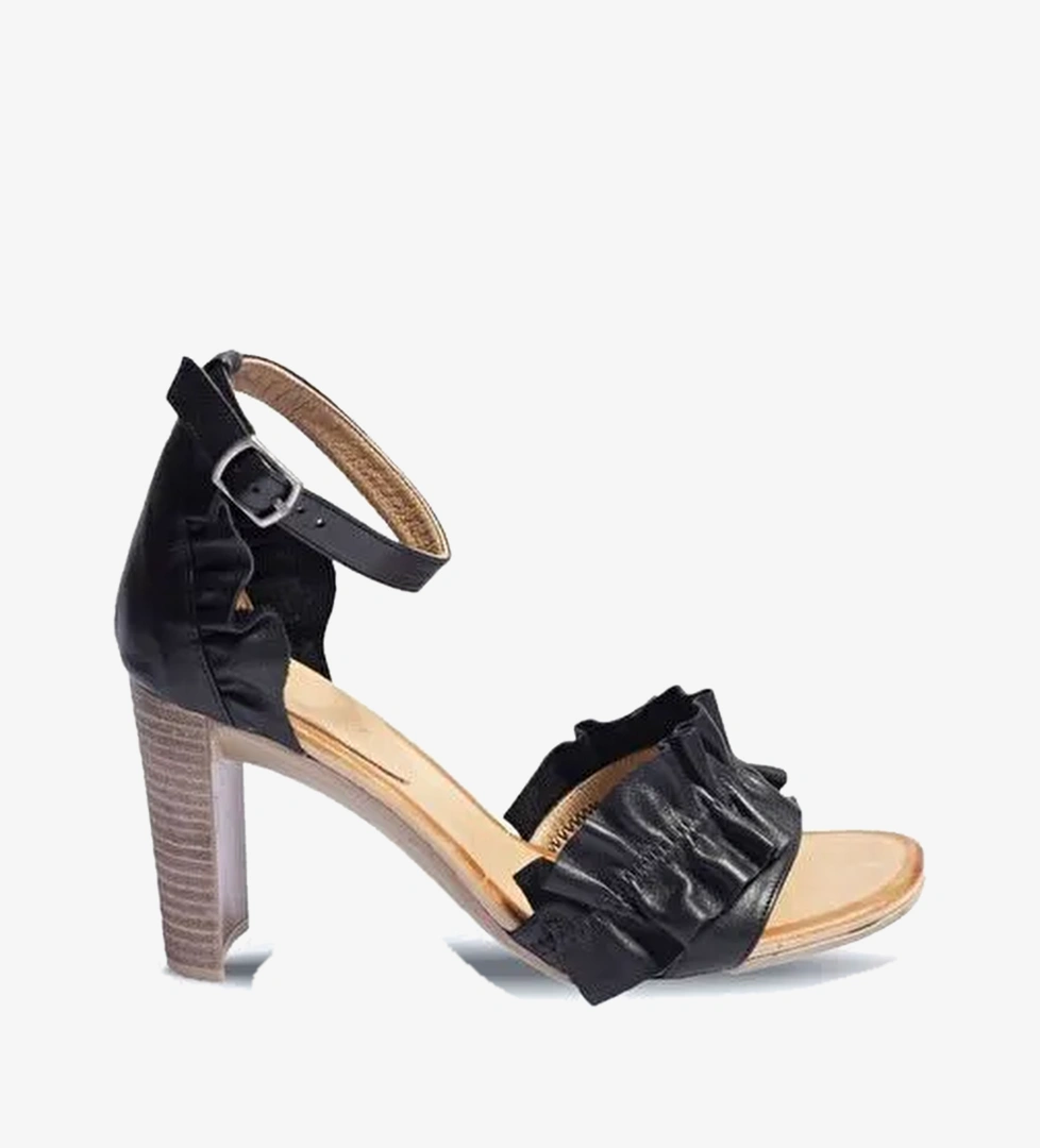 Bueno Shoes Siyah Deri Kadın Topuklu Sandalet 01wn4114