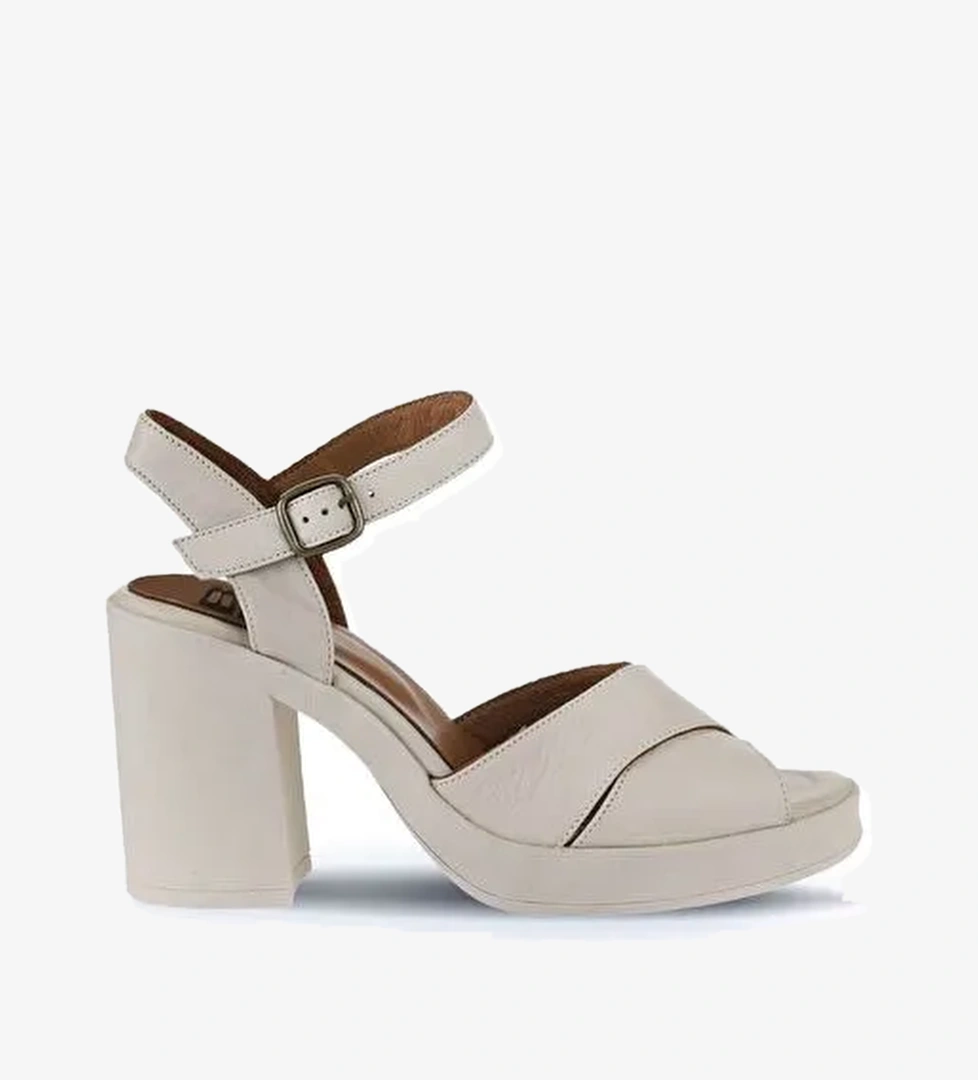 Bueno Shoes Krem Deri Kadın Topuklu Sandalet 01wy12301 - Görsel 1
