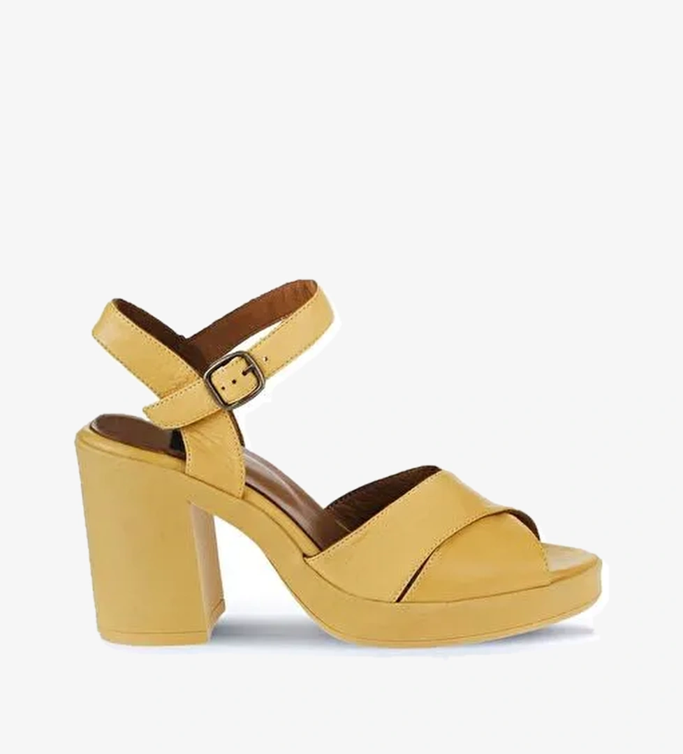 Bueno Shoes Sarı Deri Kadın Topuklu Sandalet 01wy12301 - Görsel 1