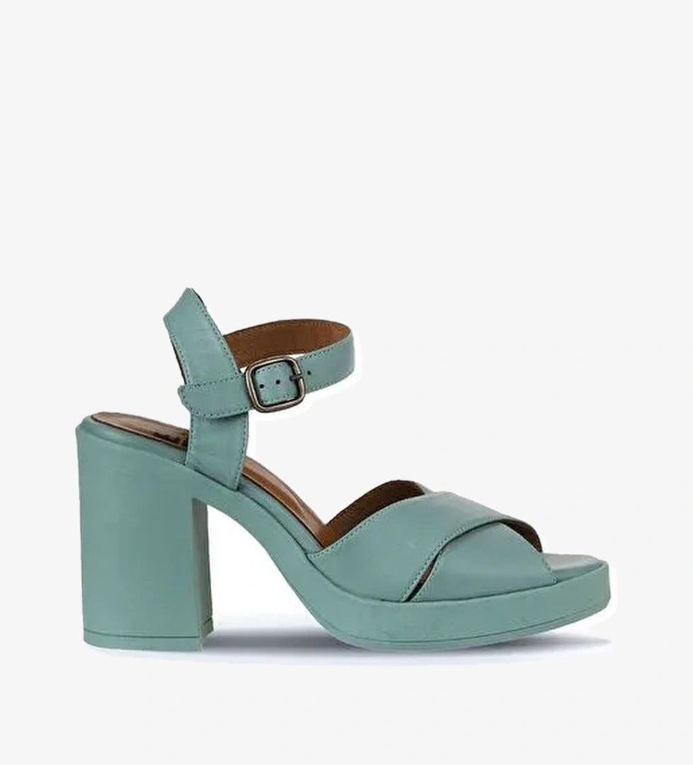 Bueno Shoes Yeşil Açık Deri Kadın Topuklu Sandalet 01wy12301 - Görsel 1