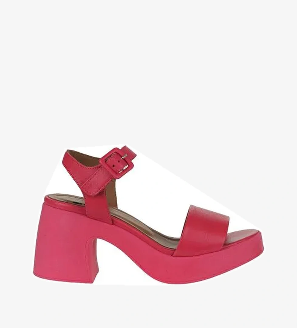 Bueno Shoes Fuşya Deri Kadın Dolgu Topuklu Ayakkabı 01wy12204 - Görsel 1