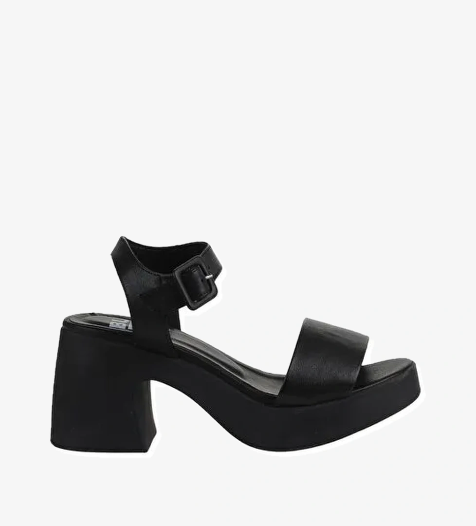 Bueno Shoes Siyah Deri Kadın Dolgu Topuklu Ayakkabı 01wy12204 - Görsel 1