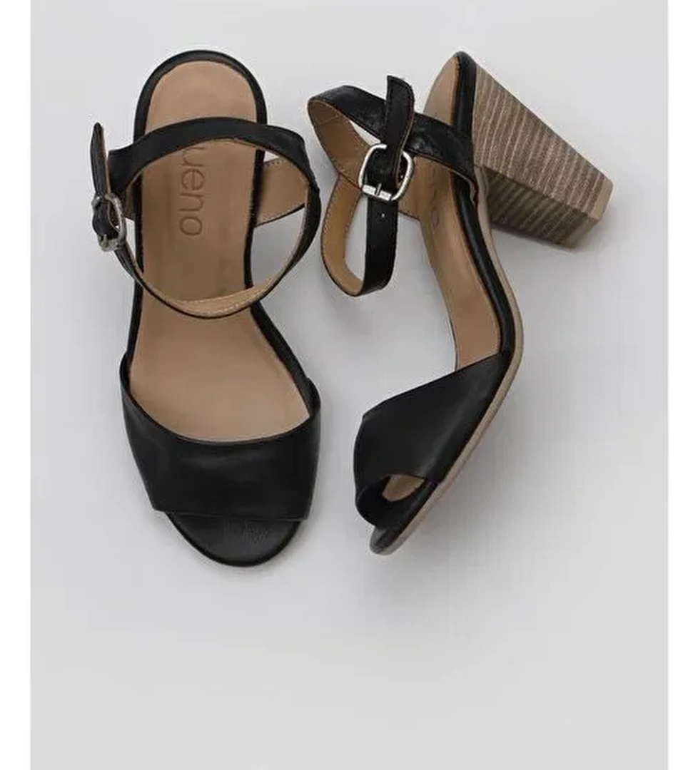 Bueno Shoes Siyah Deri Kadın Topuklu Sandalet 01wq8204 - Görsel 1