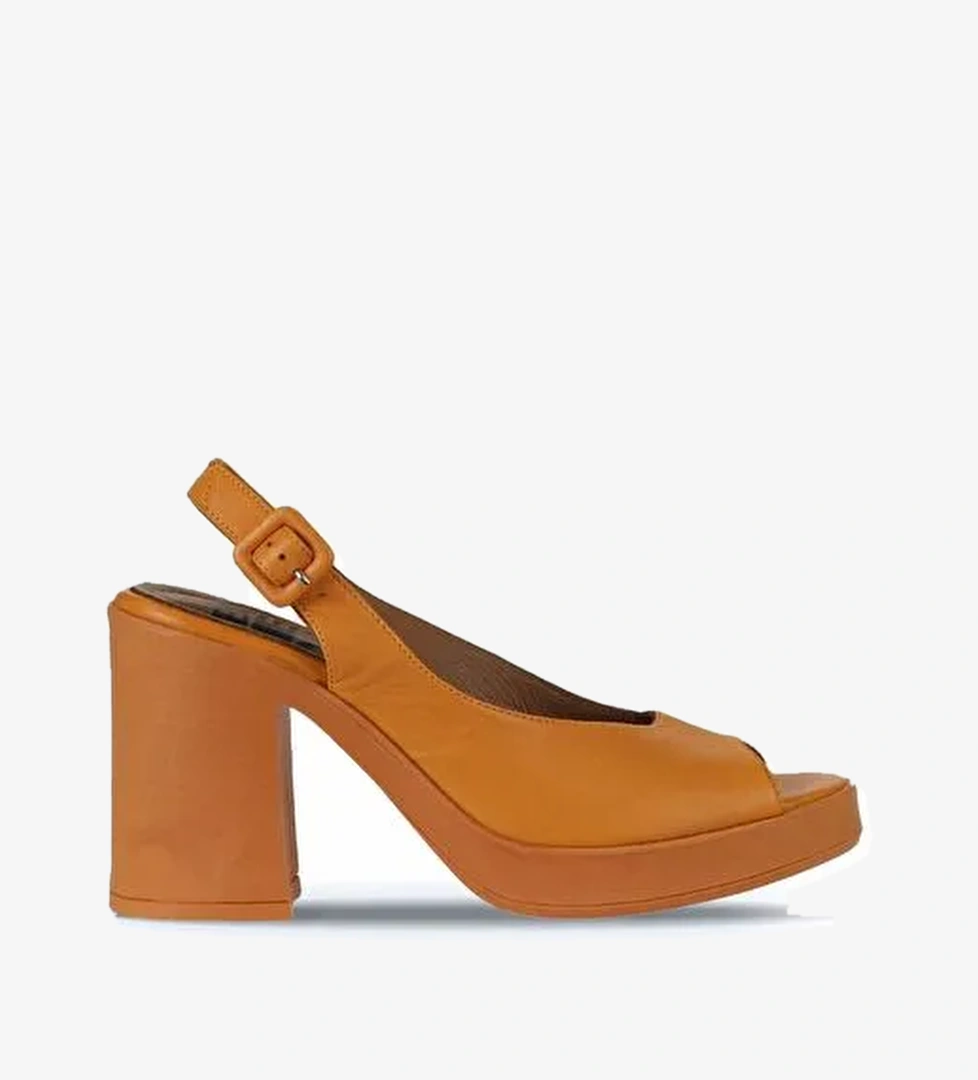 Bueno Shoes Turuncu Deri Kadın Topuklu Sandalet 01wy12300 - Görsel 1