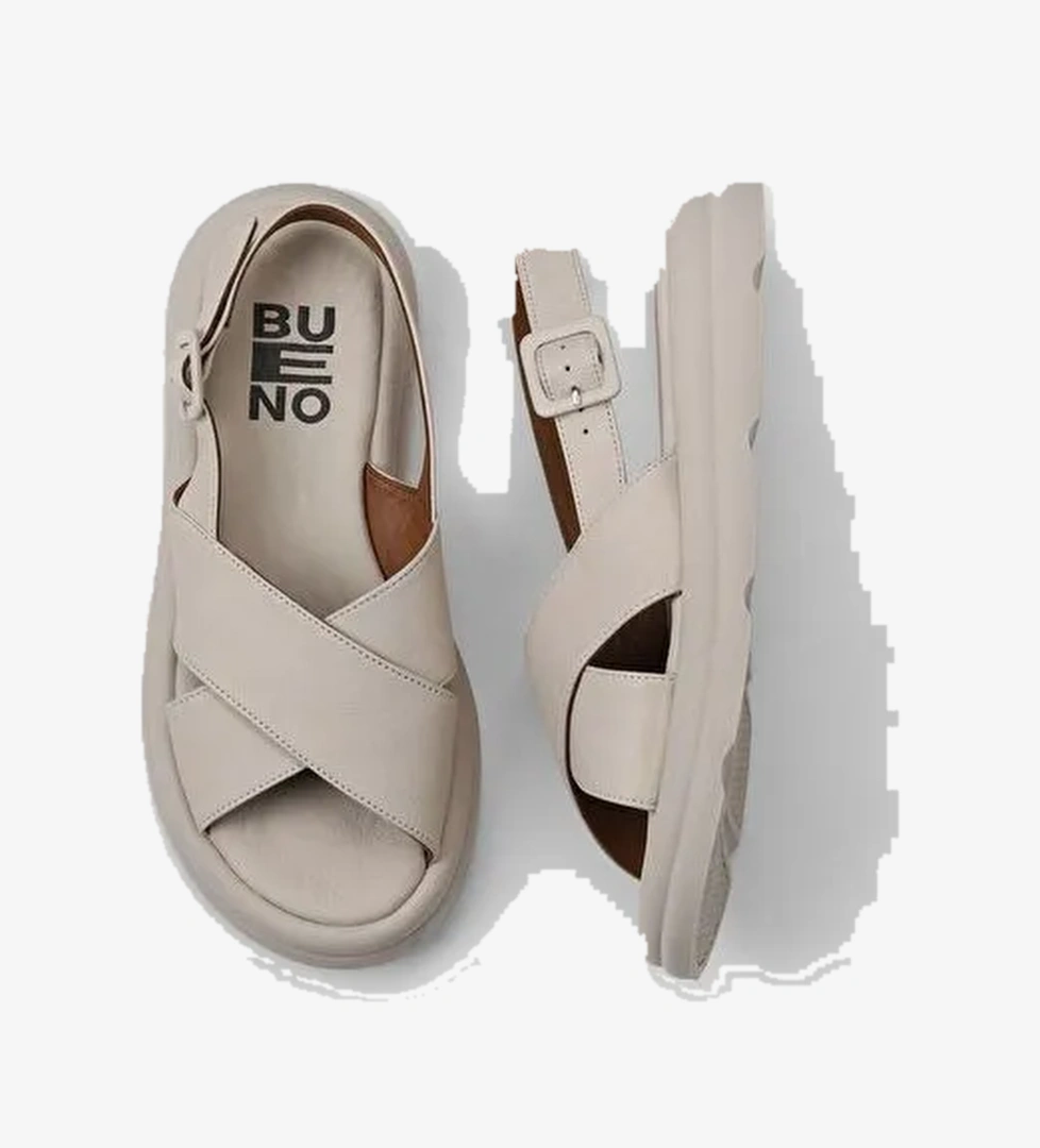 Bueno Shoes Krem Deri Kadın Sandalet 01wy9403 - Görsel 1
