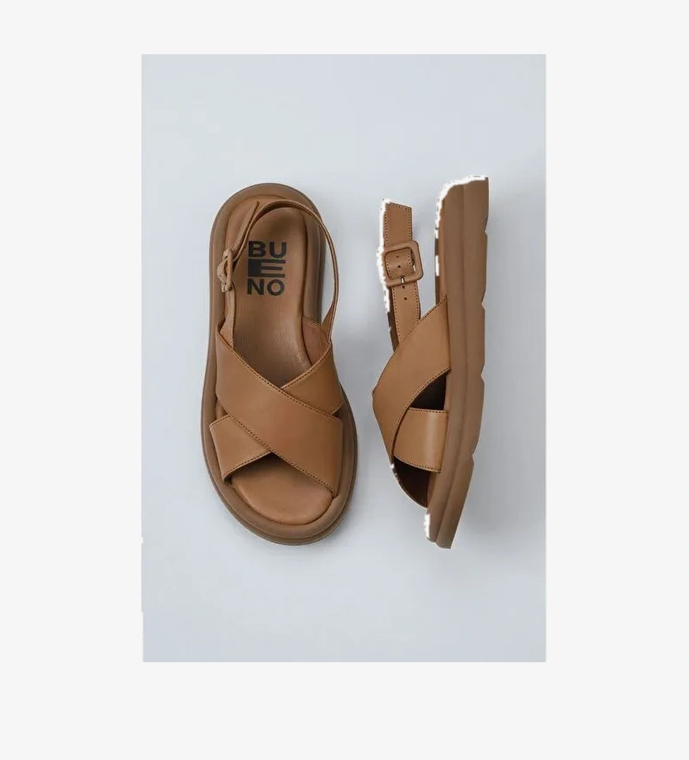 Bueno Shoes Taba Taba Deri Kadın Sandalet 01wy9403 - Görsel 1