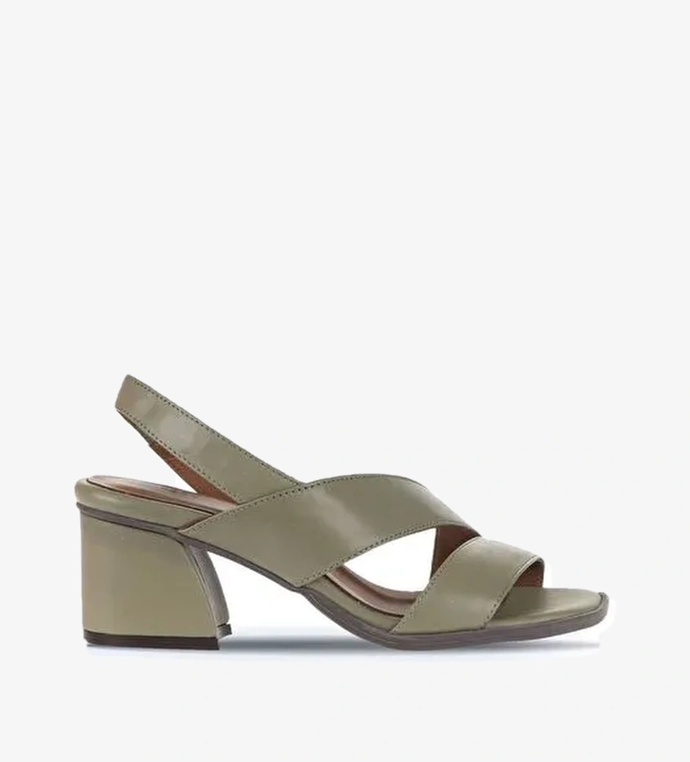 Bueno Shoes Haki Deri Kadın Topuklu Sandalet 01wa3502 - Görsel 1