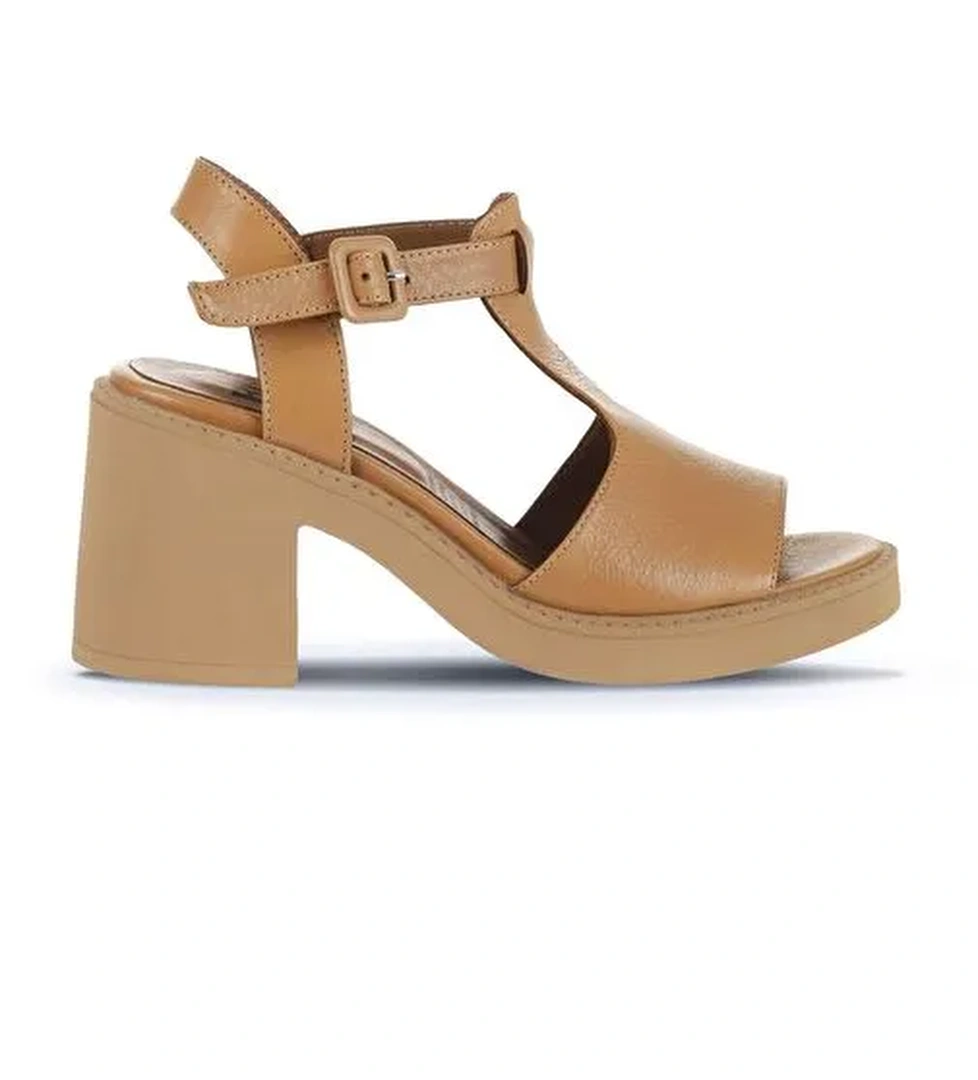 Bueno Shoes Taba Deri Kadın Topuklu Sandalet 01wa1702 - Görsel 1