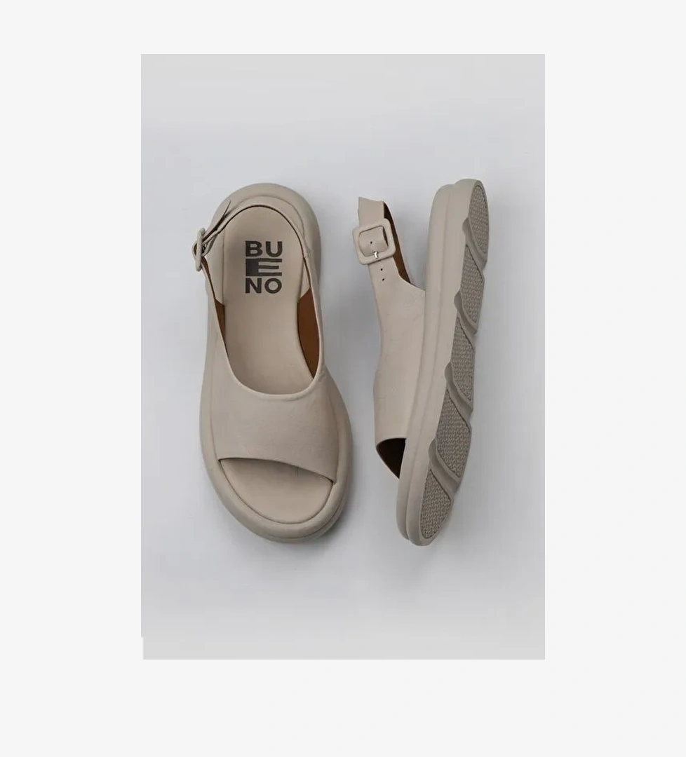 Bueno Shoes Krem Deri Kadın Sandalet 01wy9404 - Görsel 1