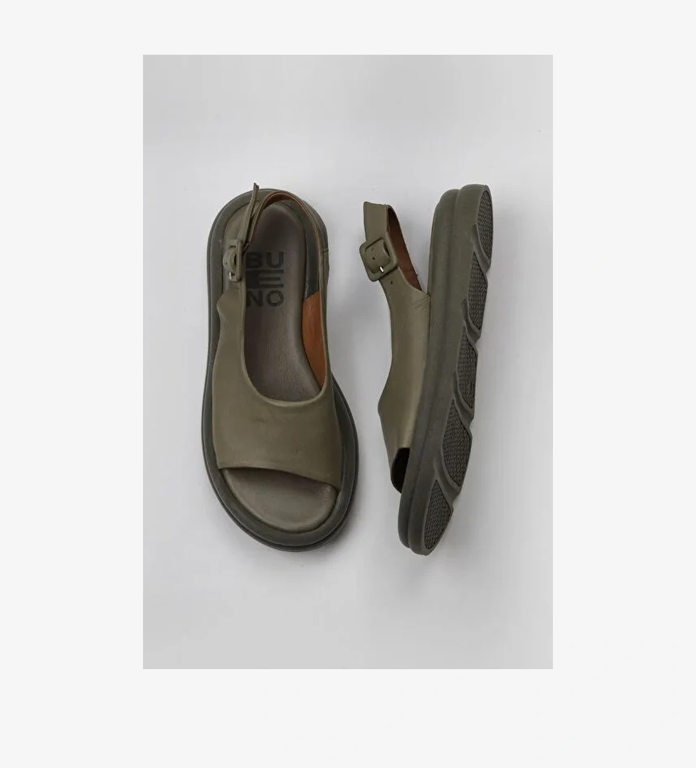 Bueno Shoes Haki Deri Kadın Sandalet 01wy9404 - Görsel 1