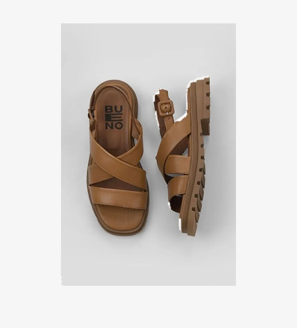 Bueno Shoes Taba Deri Kadın Düz Sandalet 01wy5501 - Görsel 1