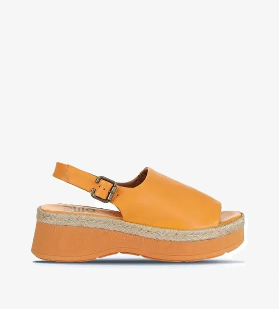 Bueno Shoes Turuncu Açık Deri Kadın Dolgu Topuklu Sandalet 01wy8208 - Görsel 1