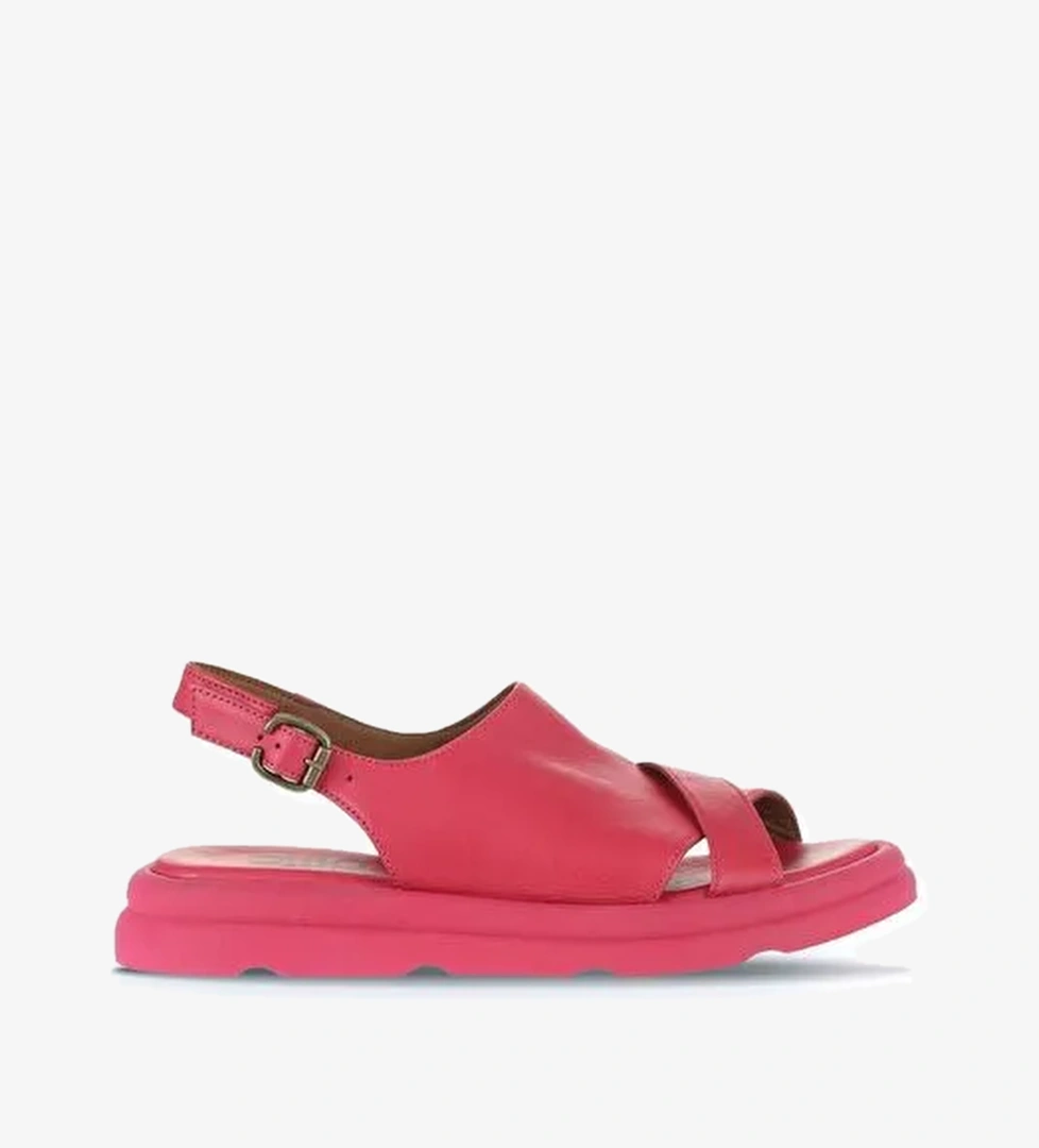 Bueno Shoes Fuşya Deri Kadın Dolgu Topuklu Sandalet 01wa2605 - Görsel 1